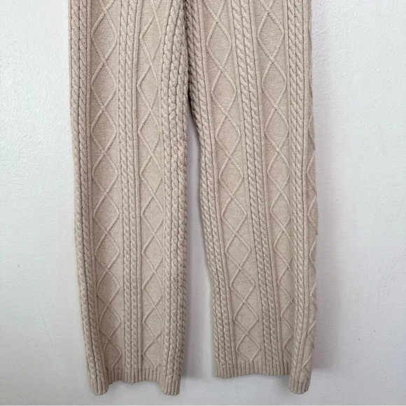 Lulus Womens Xsmall Welcoming Warmth Beige Cable High Rise Wide Leg Sweater Pant - Picture 7 of 12